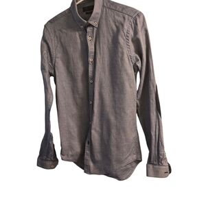 Zara Man Blue Button-up Long Sleeve Light Shirt Size S
